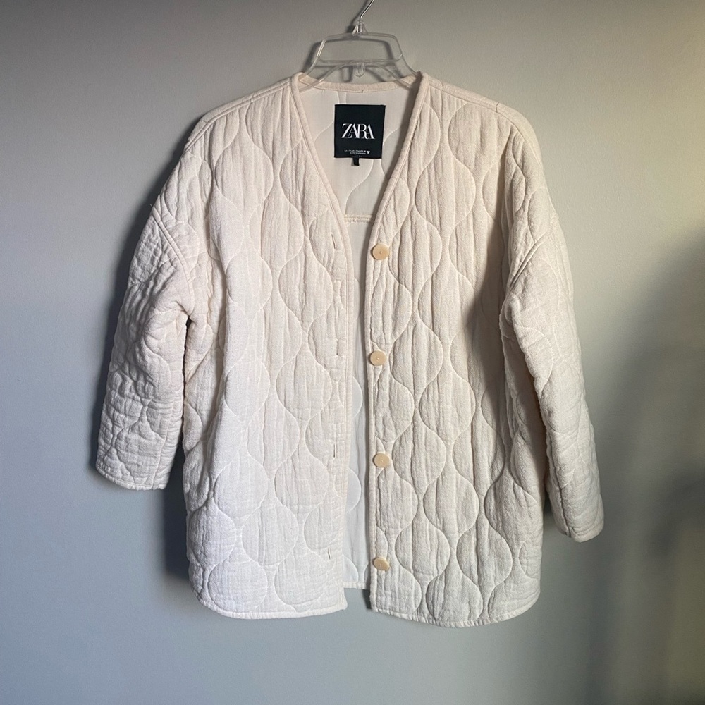 Zara Cream Quilt Coat Jacket